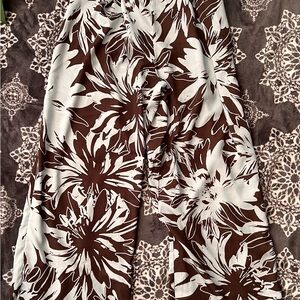 Haute Monde Brown and Pale Blue Floral Trousers